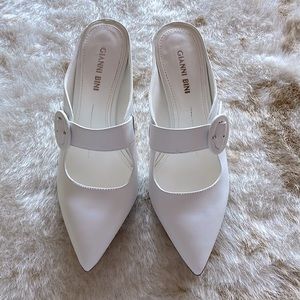 GIANNI BINI white heeled mules in excellent condition size 7 in box worn once!